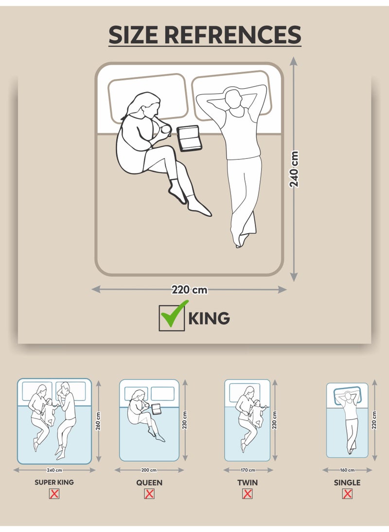 دوناتيلا لحاف على طراز الفندق الفاخر مقاس كينج 220 * 240 سم ، صندوق لحاف كامل الموسم مع 6 علامات تبويب زاوية ، حشوة بديلة فائقة النعومة ، أبيض - Image 2